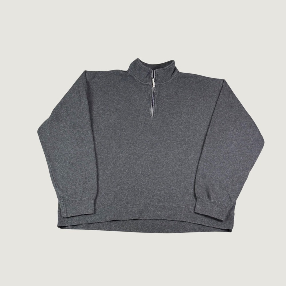 Orvis Mens XXL Charcoal Gray Quarter Zip Pullover Fly Fishing Logo Sweatshirt